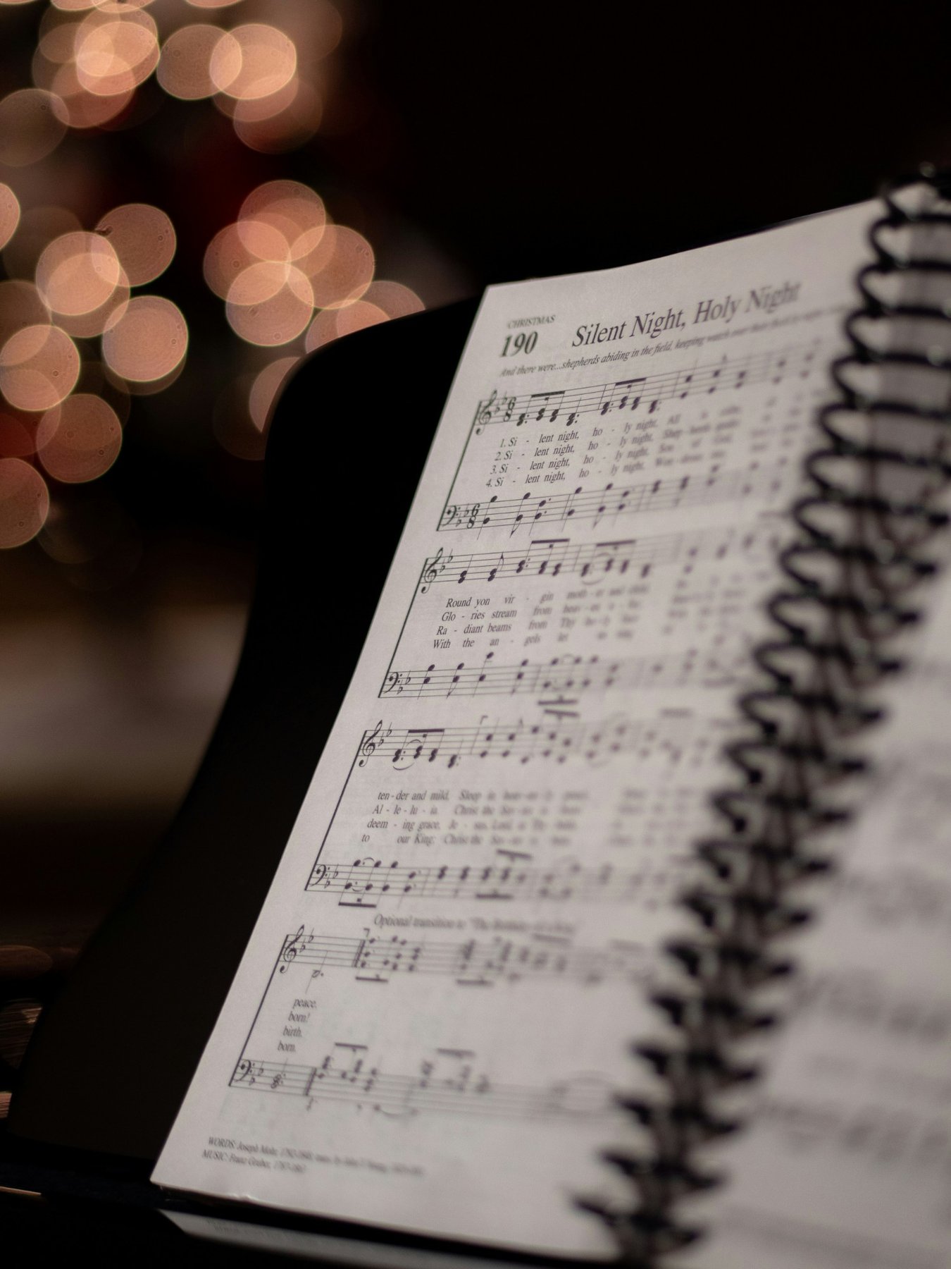 A hymnal open to Silent Night, Holy Night