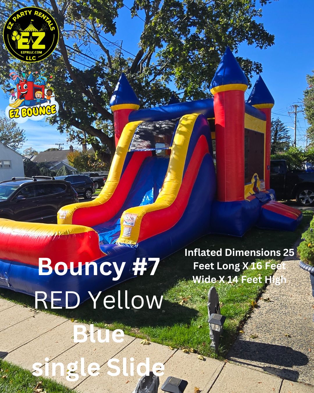 Red Yellow Blue Single Slide combo with a bounce area and front slide