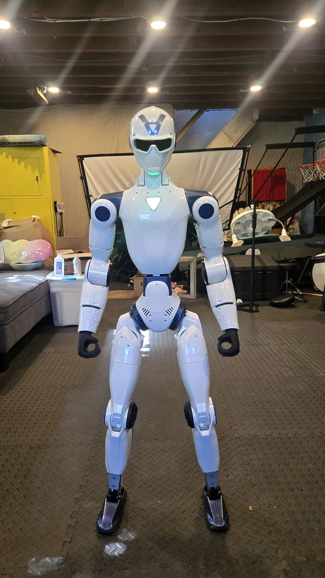 Ted, the real Unitree R1 EDU at EZ Robot Rentals.