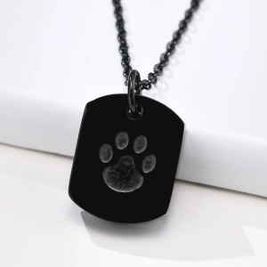<h3>Paw Print Cremation Dog Tag Pendant - Onyx</h3>
