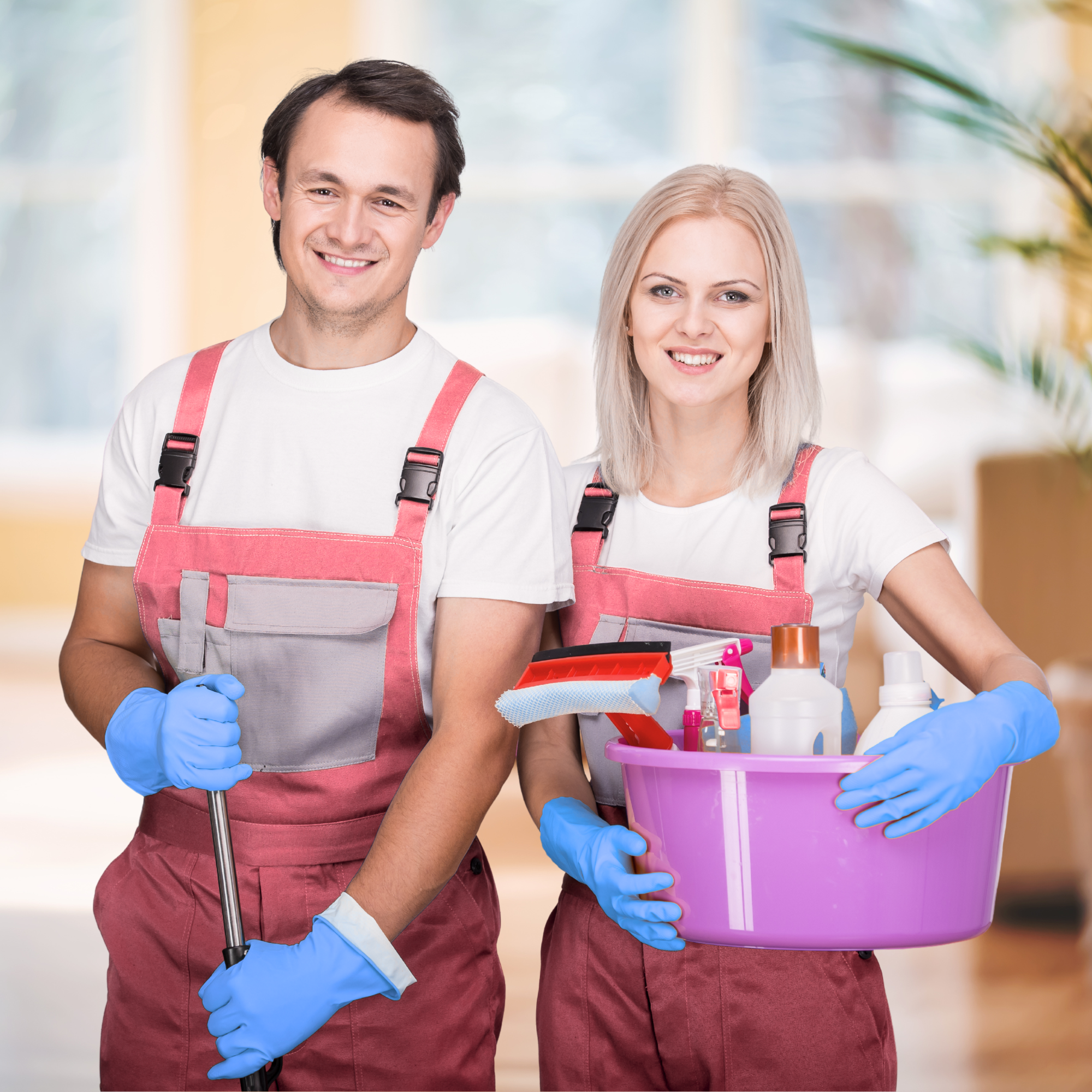 Happy cleaning professional