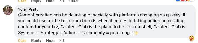 Member testimonial