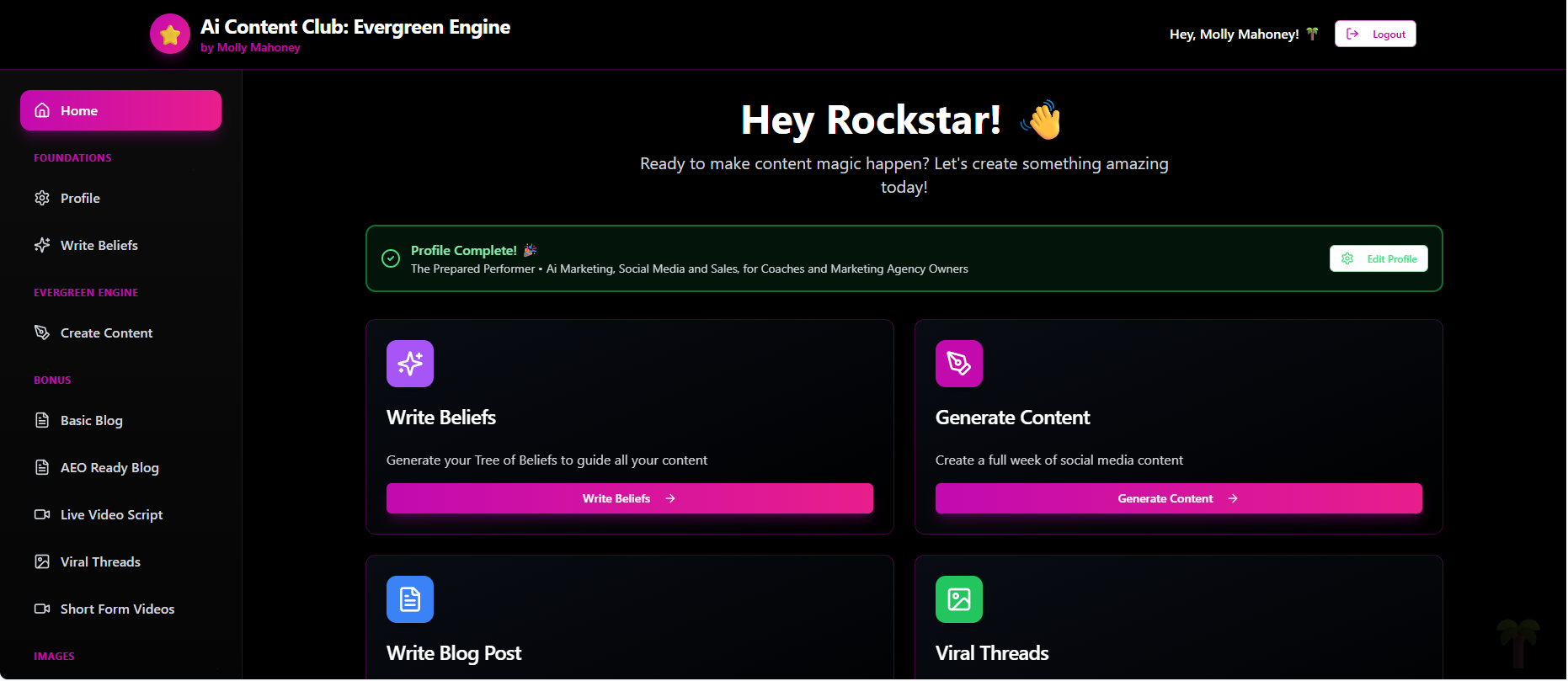 Spotlight Engine dashboard overview
