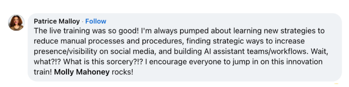 Member testimonial