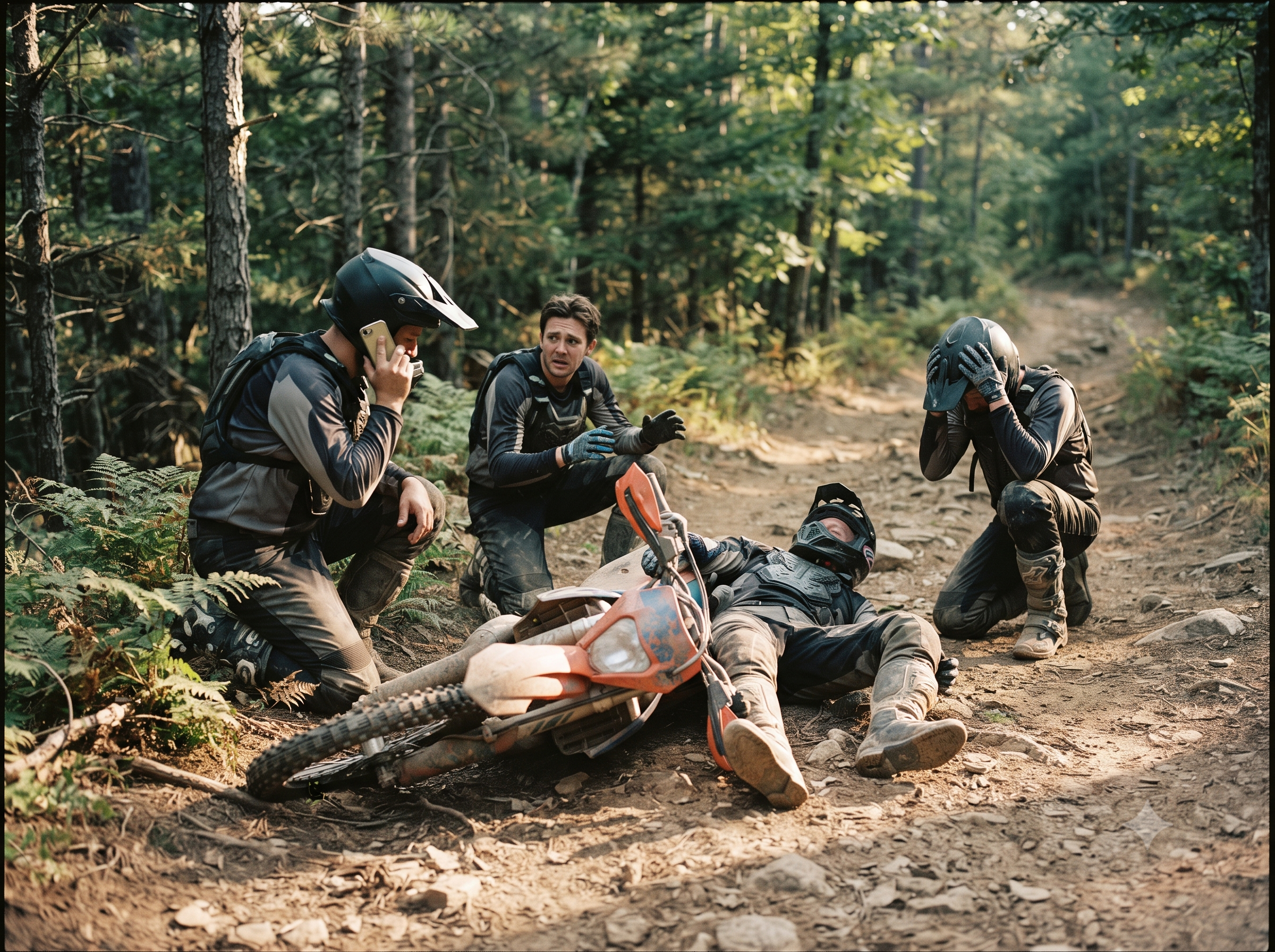 Dirt bike rider with Scan If Hurt Safety ID