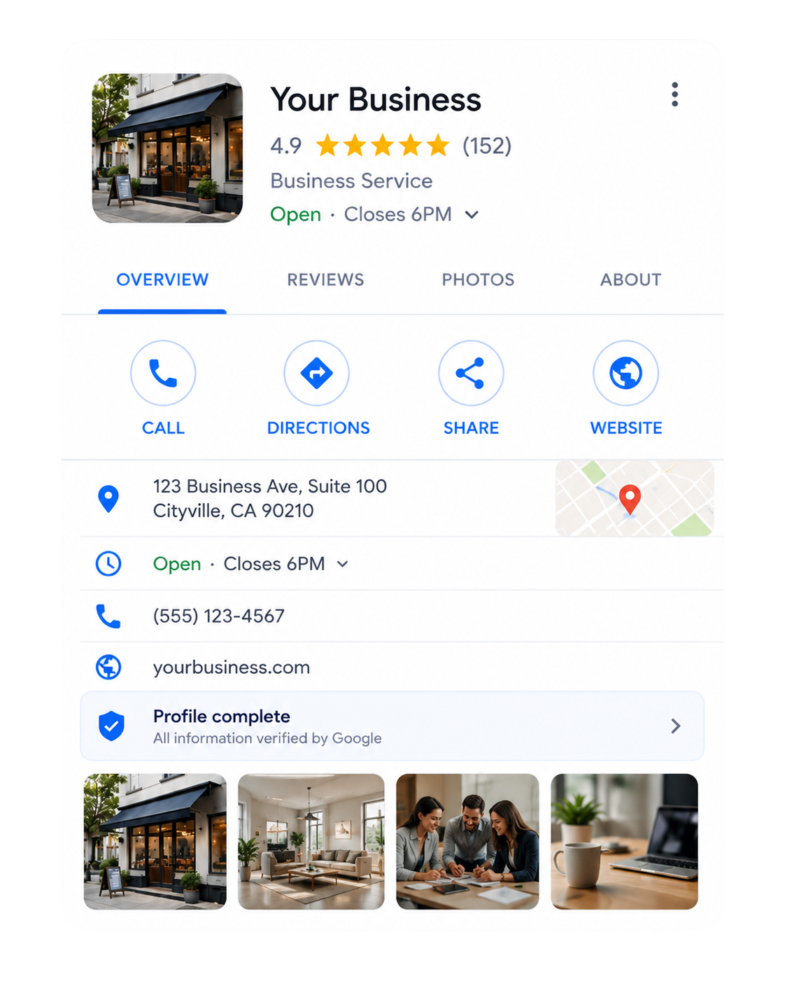 After Google Business Profile frame with complete business information