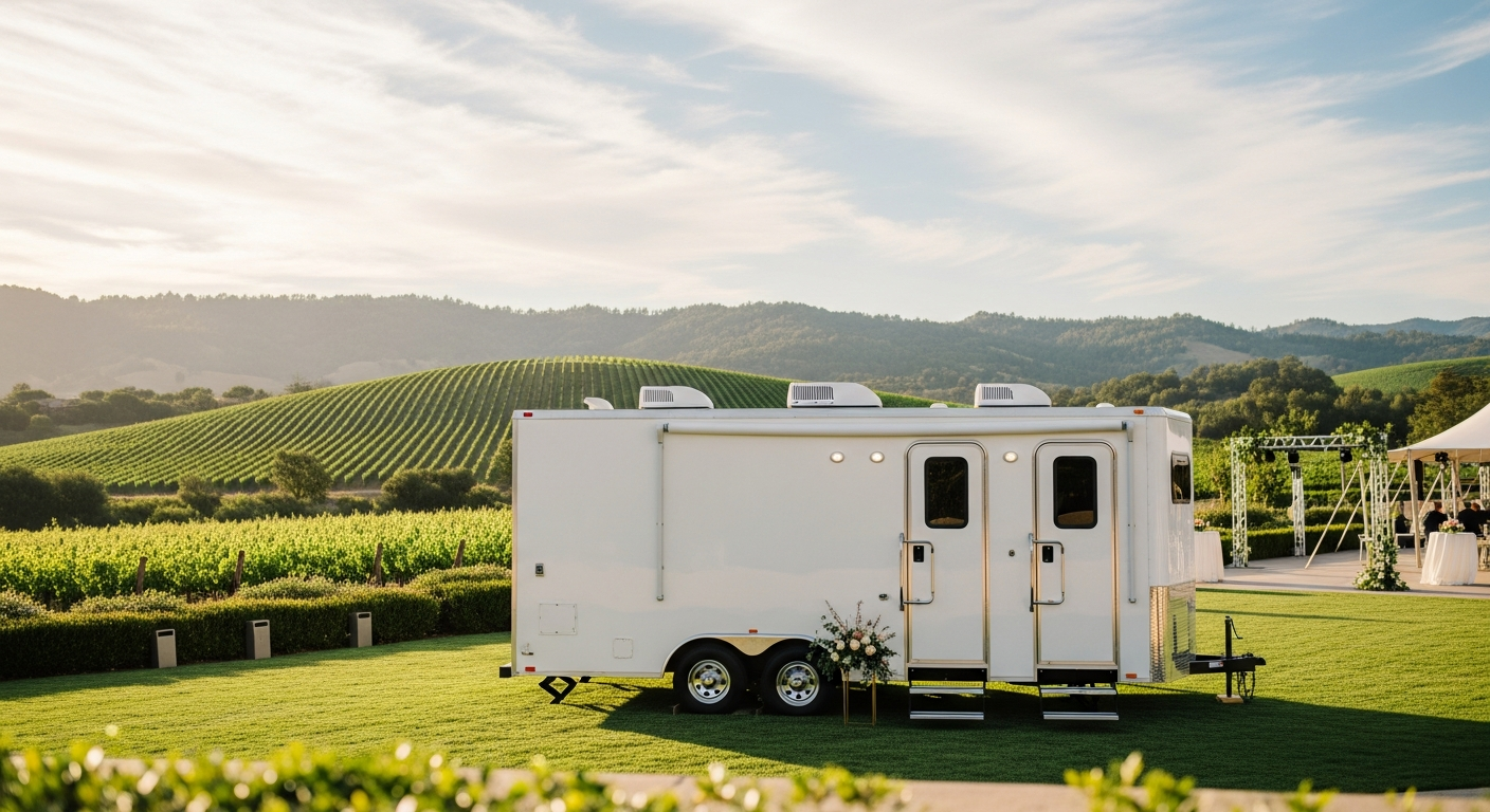 Luxury restroom trailer at a winery Luxury restroom trailer at a winery