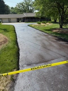 Parking lot striping and sealcoating results