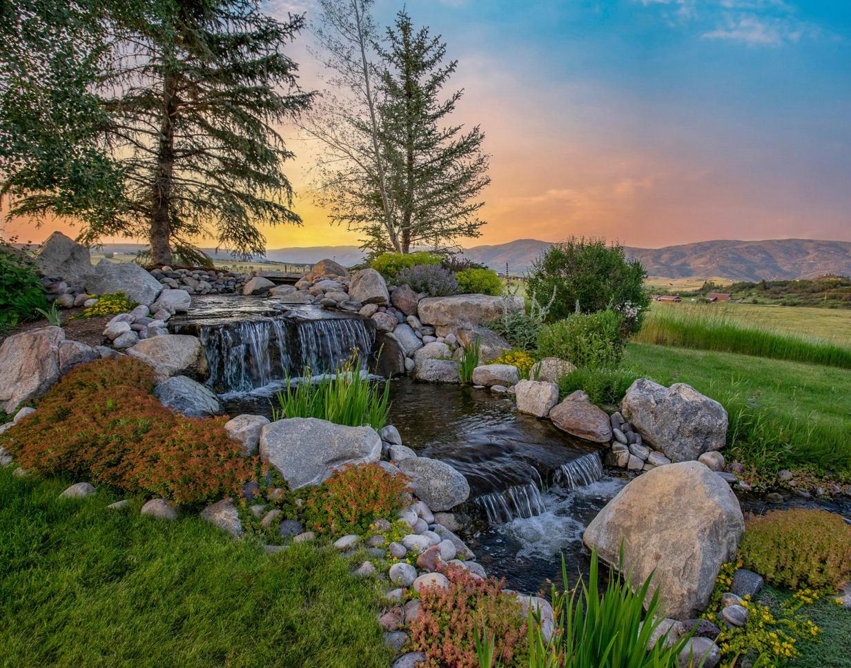 Custom home and landscape on rolling countryside near Steamboat Springs, Colorado