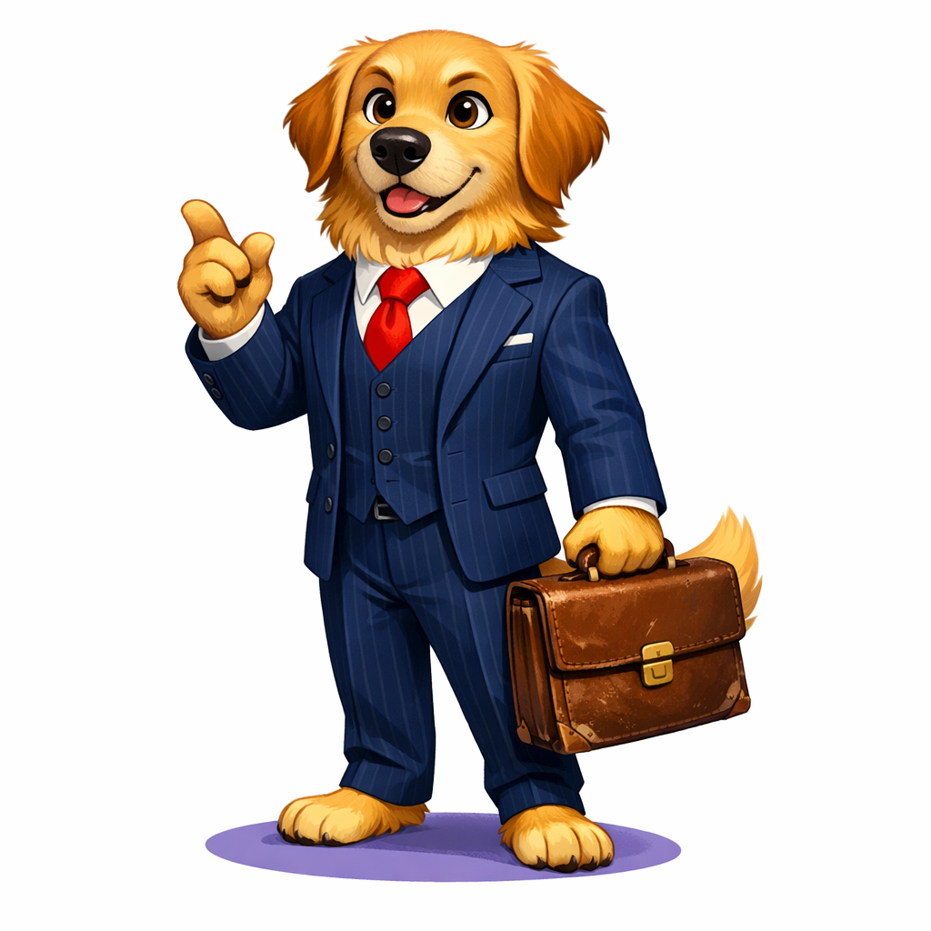 Barkley J. Woofington, Esq. — cartoon portrait