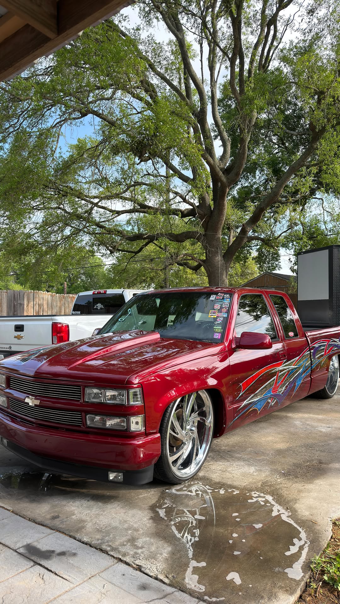 Red Silverado ceramic coating by Stellar Customs Houston