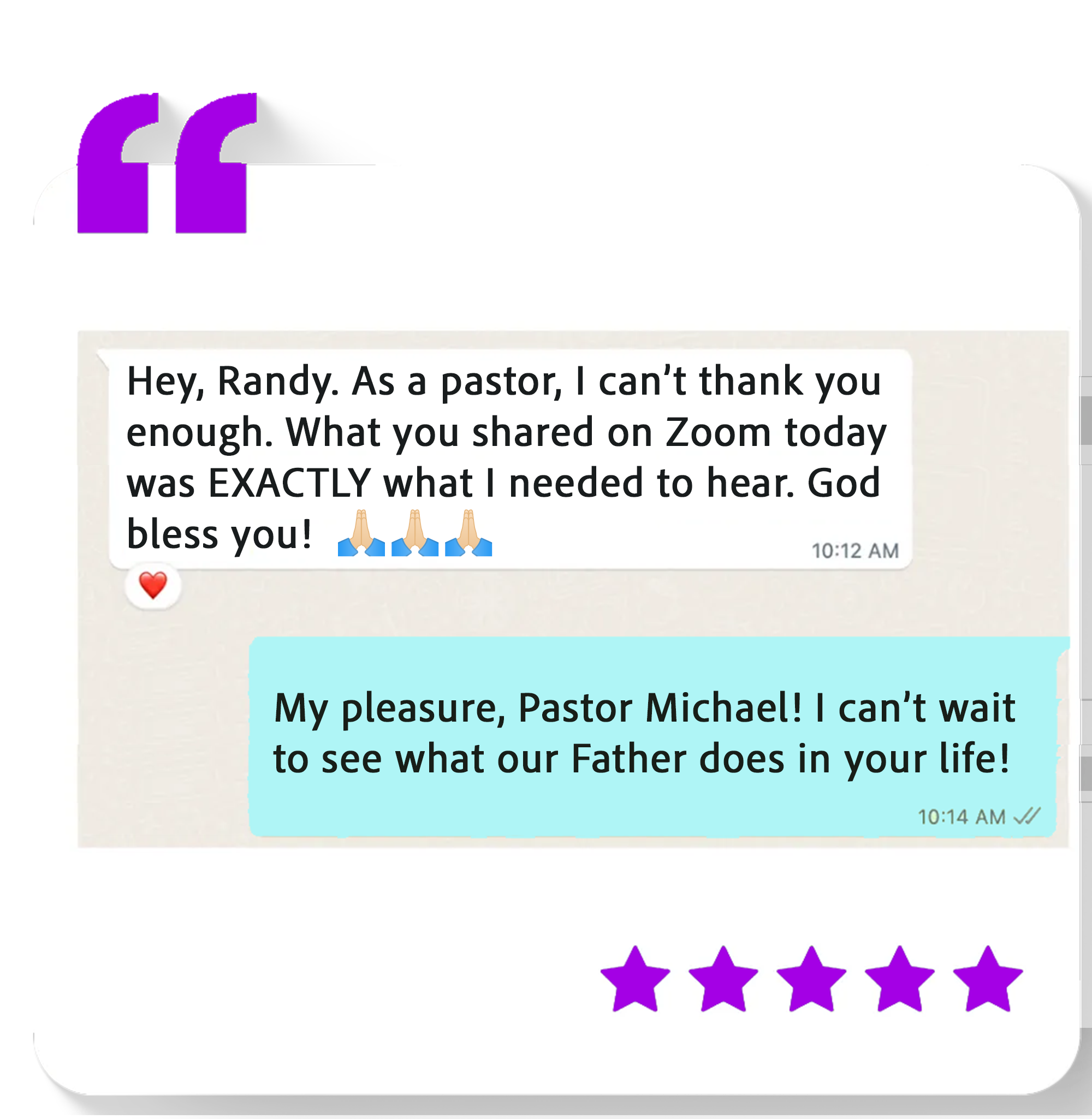 Pastor Michael — exactly what he needed