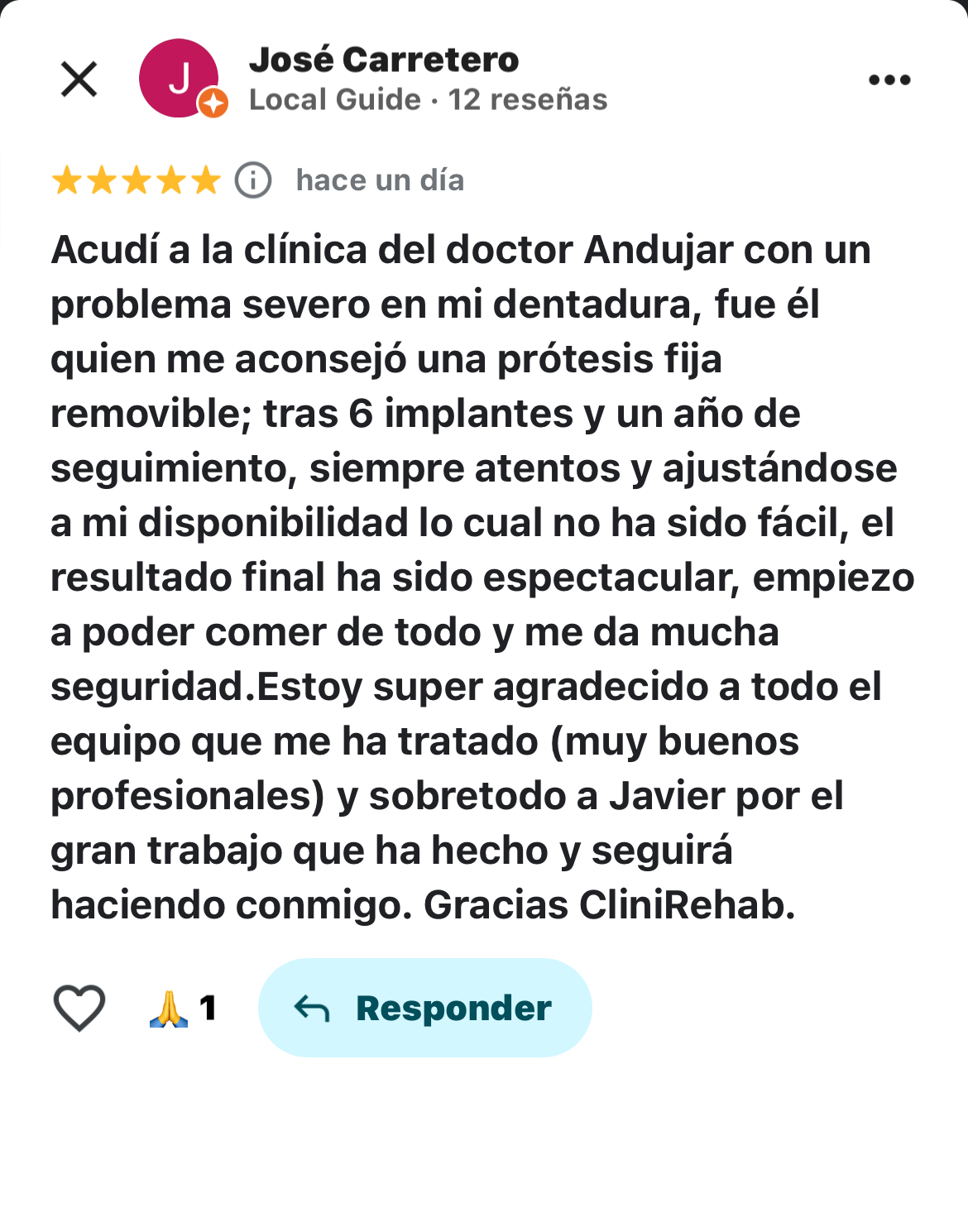 Reseña real de un paciente de Clinirehab