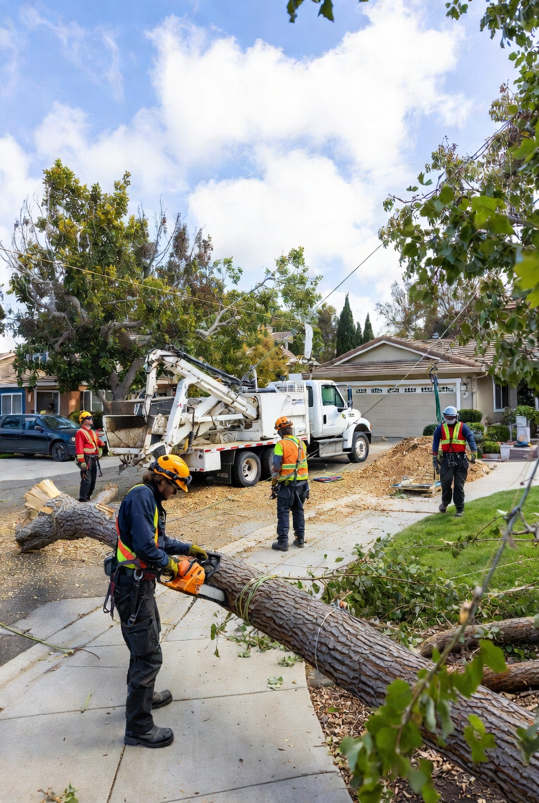 Tree service work performed near Milpitas California on a residential property