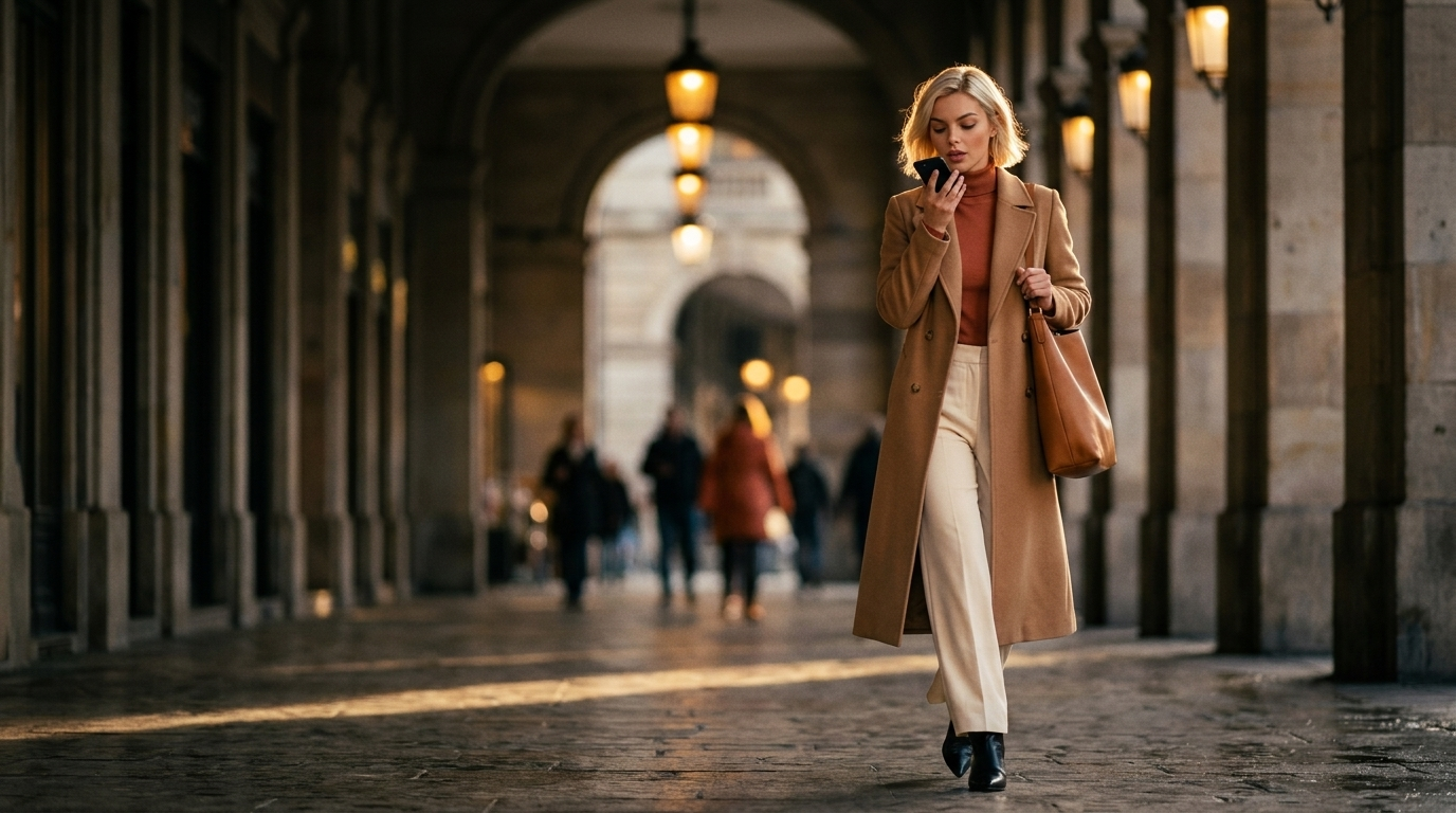 5:47 PM — mid-stride voice note to Maya. Her empire runs from her phone