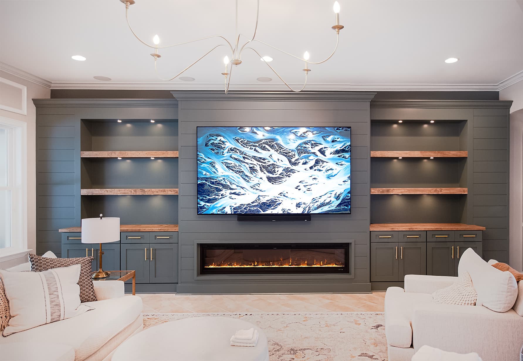 Custom built-in and media wall by AHS Trim and Finish