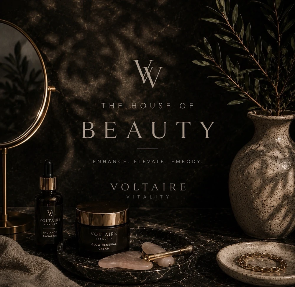 Voltaire House of Beauty branded artwork.
