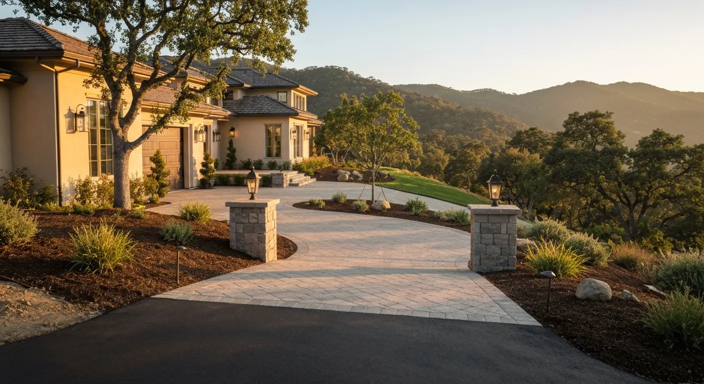 Woodside mountain road and homes