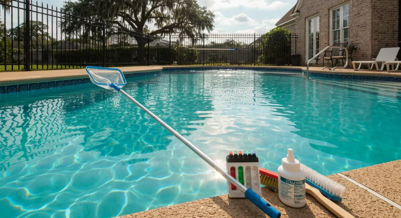 Pool maintenance in progress