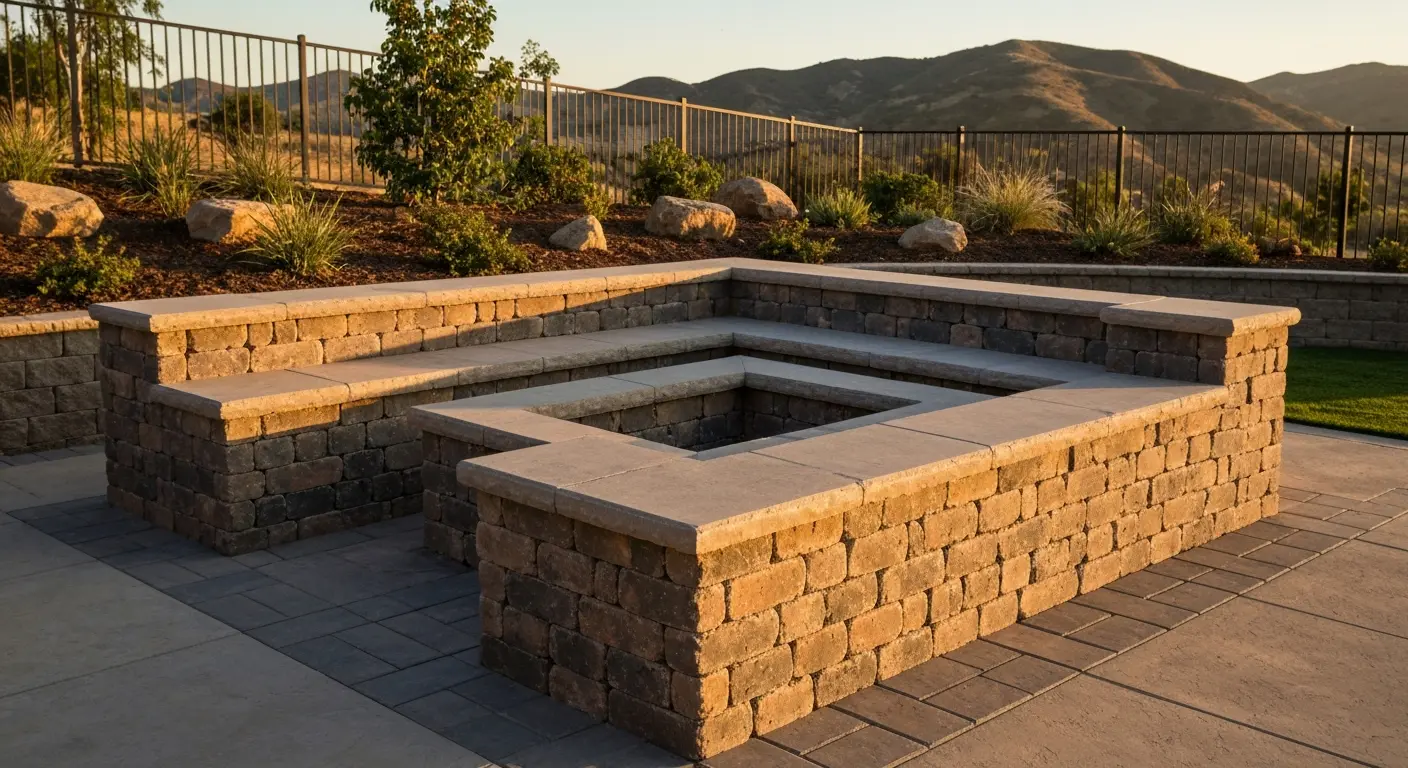 Fire pit feature in Simi Valley outdoor space