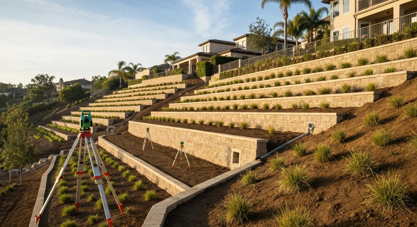 Hillside landscape grading and terracing