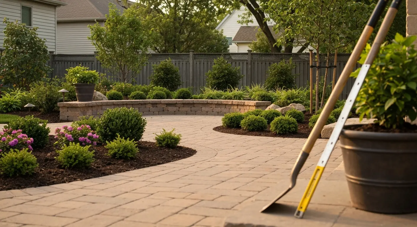 Residential backyard landscape