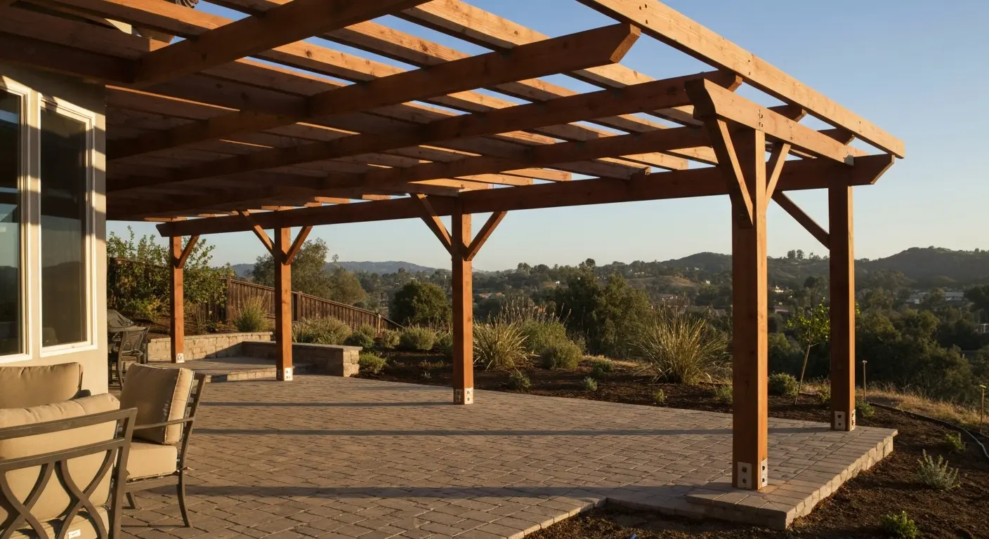 Outdoor living area with pergola