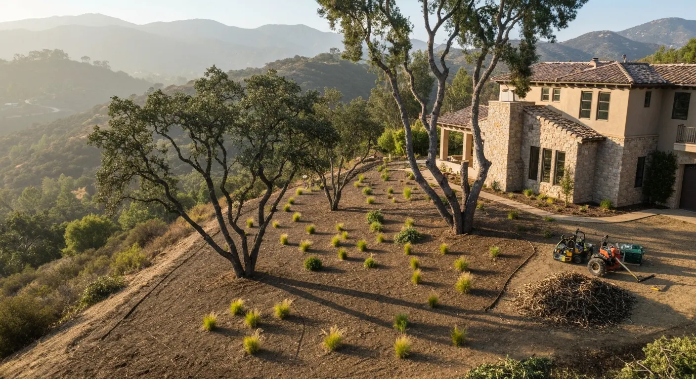 Wildfire defensible space landscape