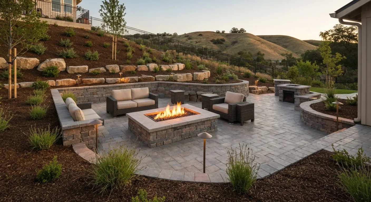 Outdoor firepit and patio gathering space
