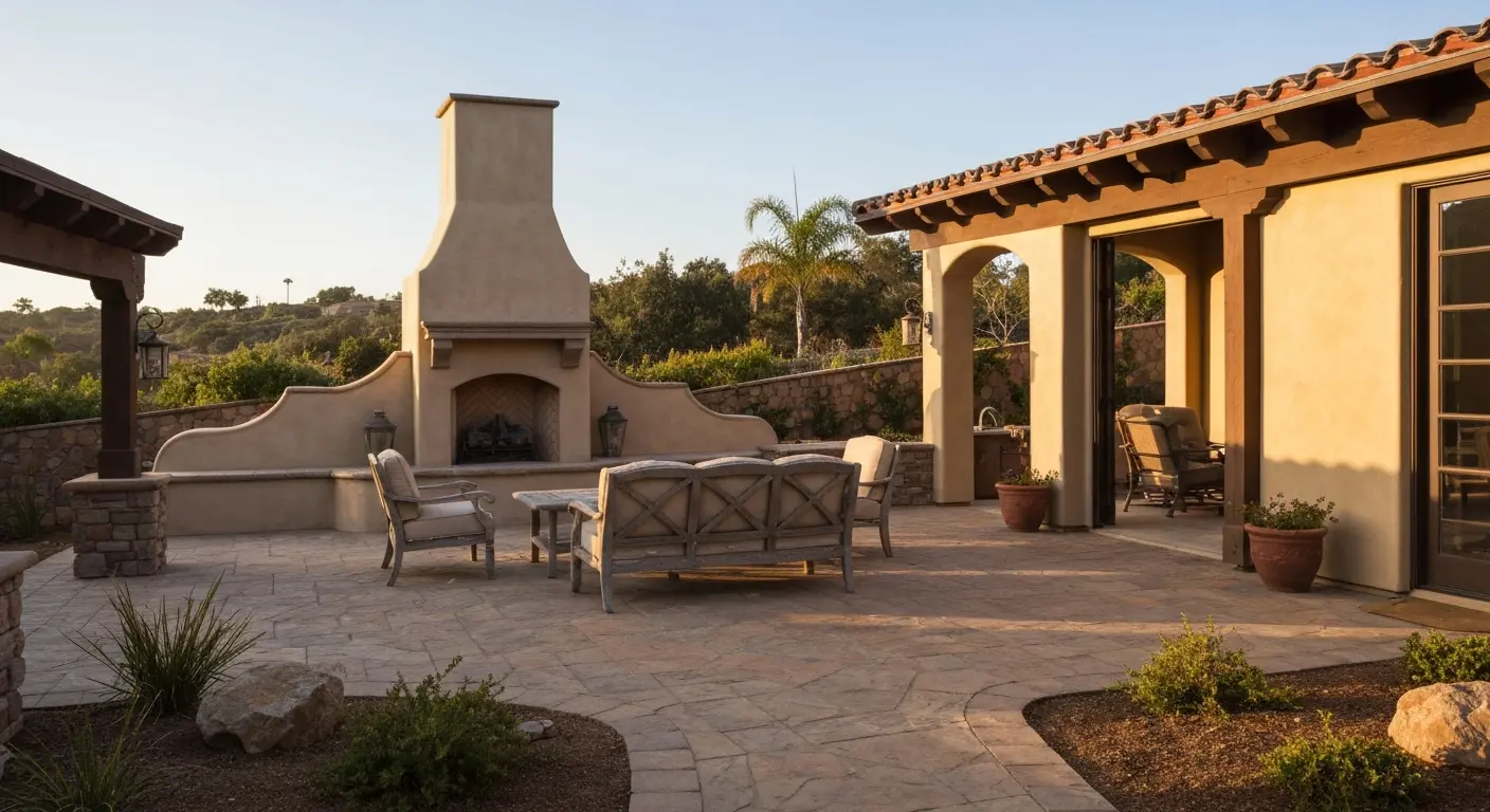 Outdoor living patio and seating area