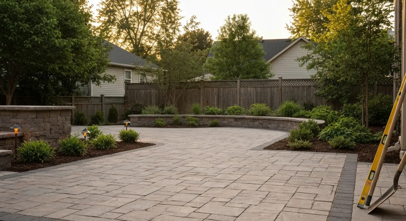 Finished landscape with hardscape