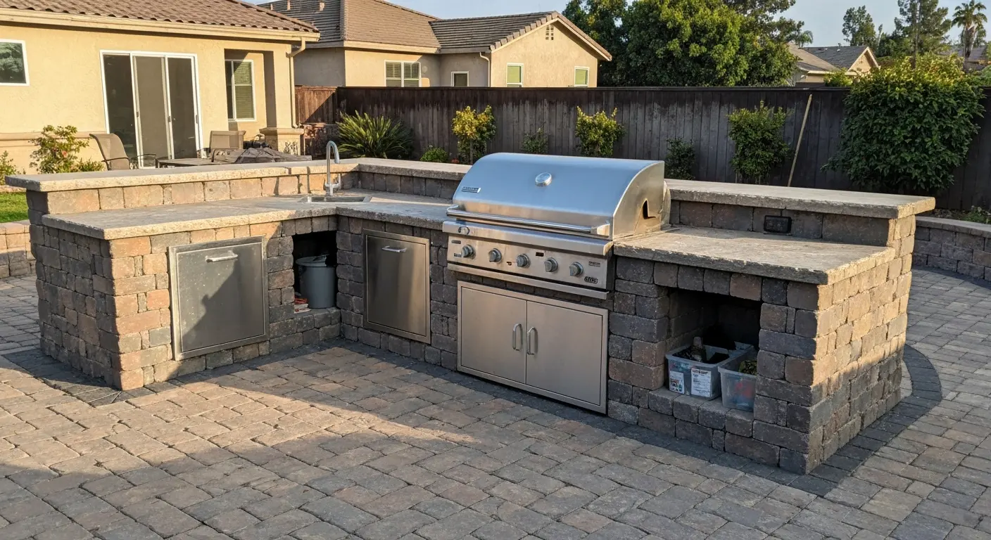 Outdoor kitchen with paver base in Simi Valley