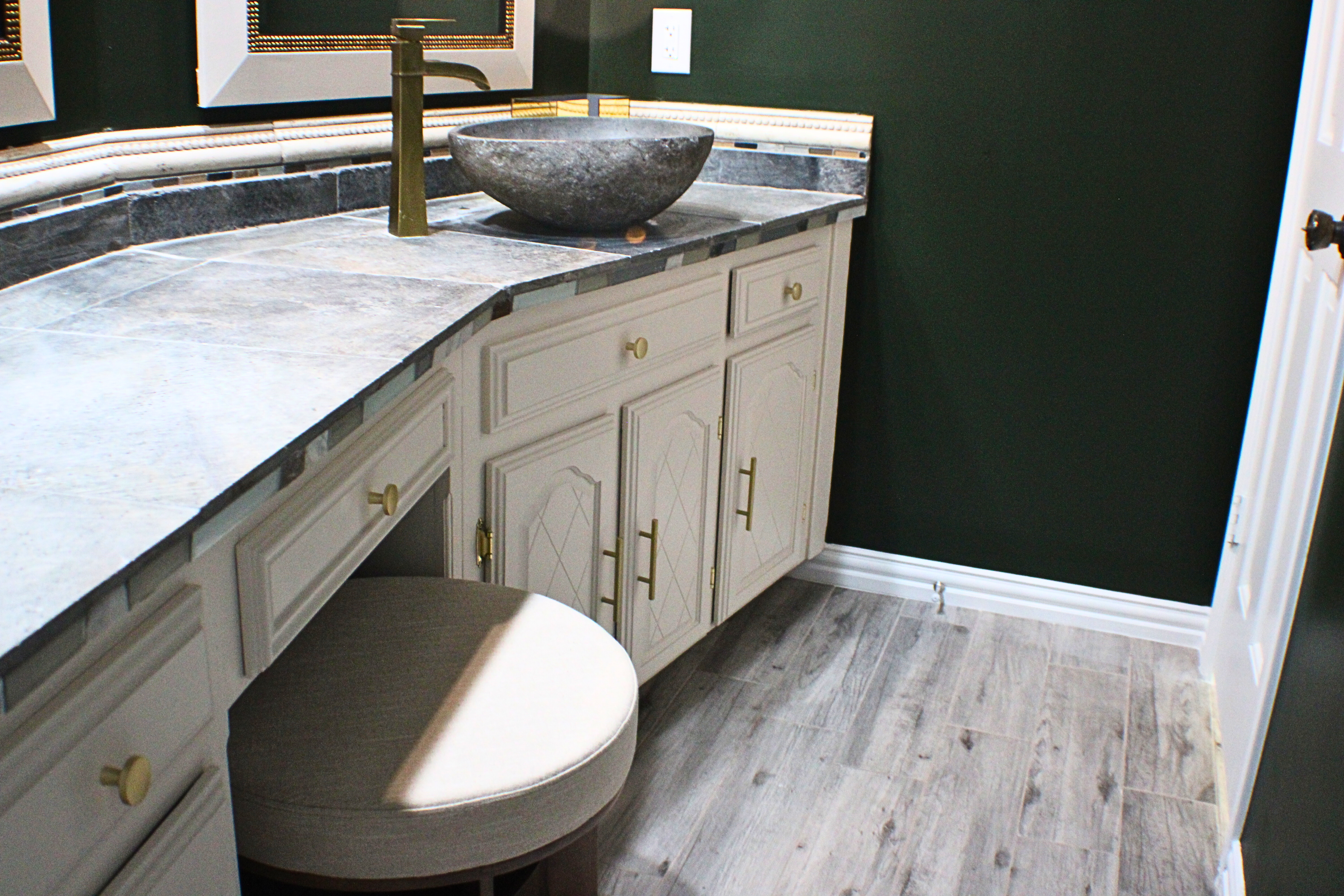 Bathroom vanity and finish detail photographed for a Central Texas property listing