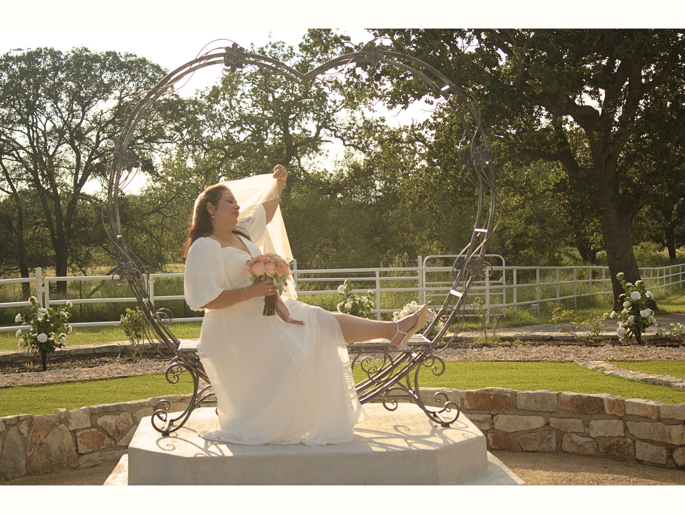 Bridal portrait photographed at an outdoor wedding venue in Central Texas