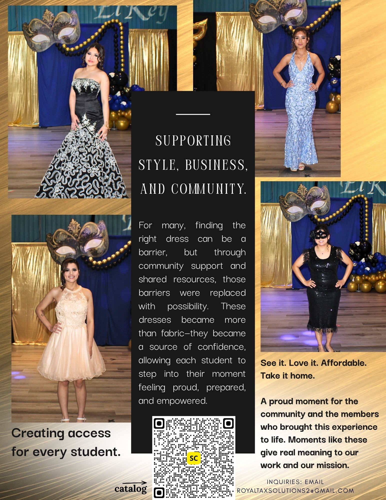 Social media graphic highlighting community and business support behind a local event