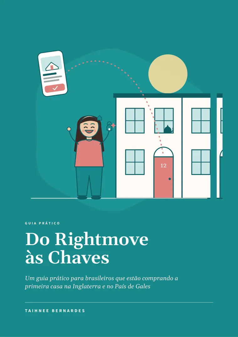 Capa do livro Do Rightmove às Chaves: Anna sorrindo em frente a uma casa com porta coral número 12