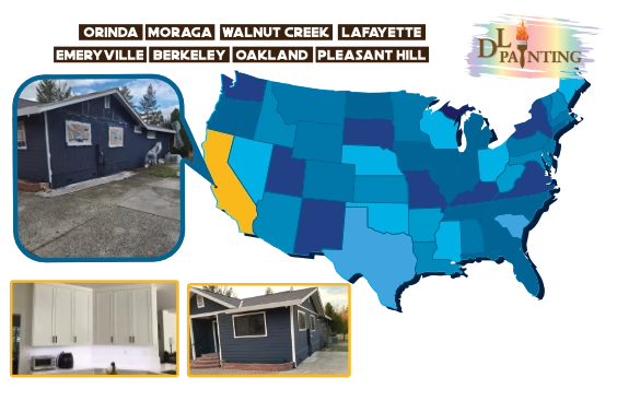 Map showing the service area of DL Painting in Concord CA and surrounding cities