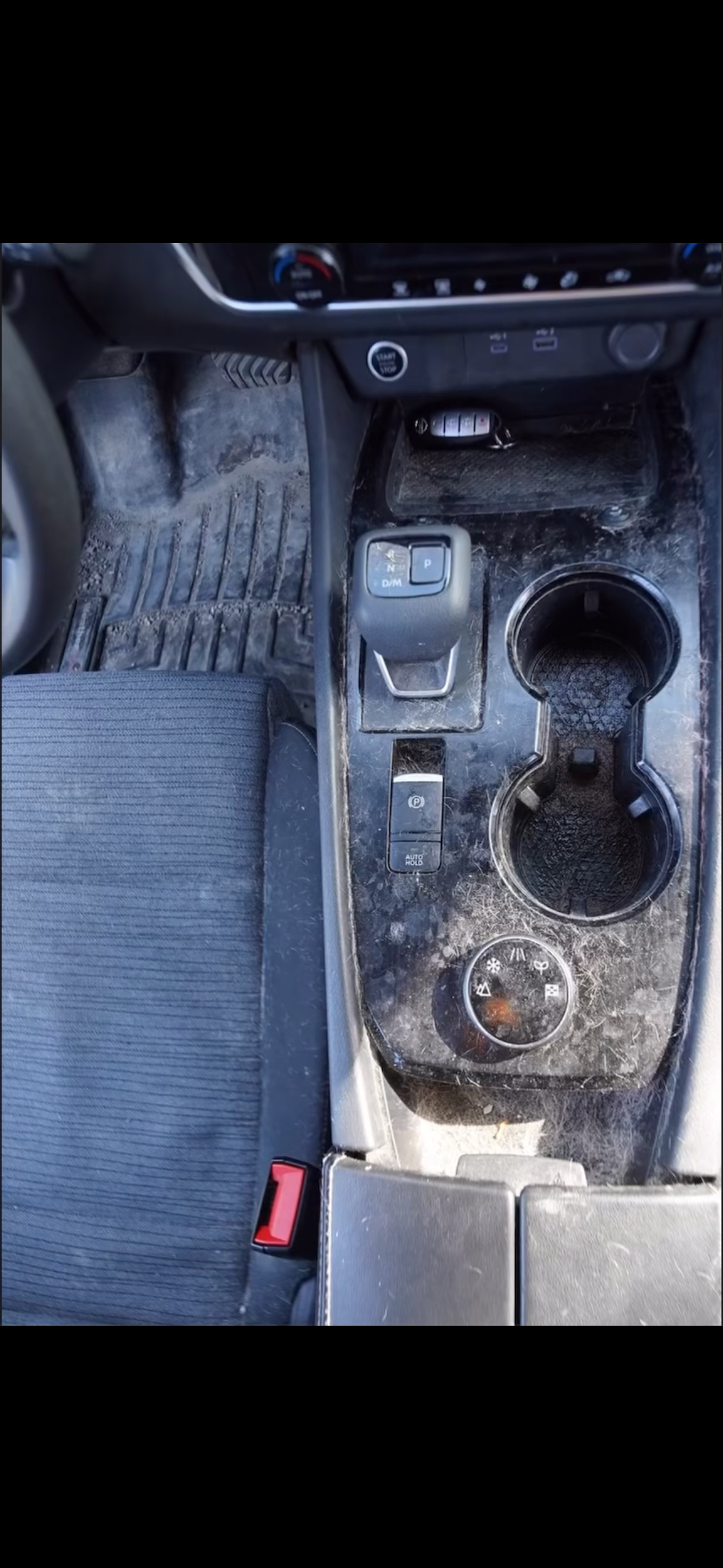 Center console before detailing