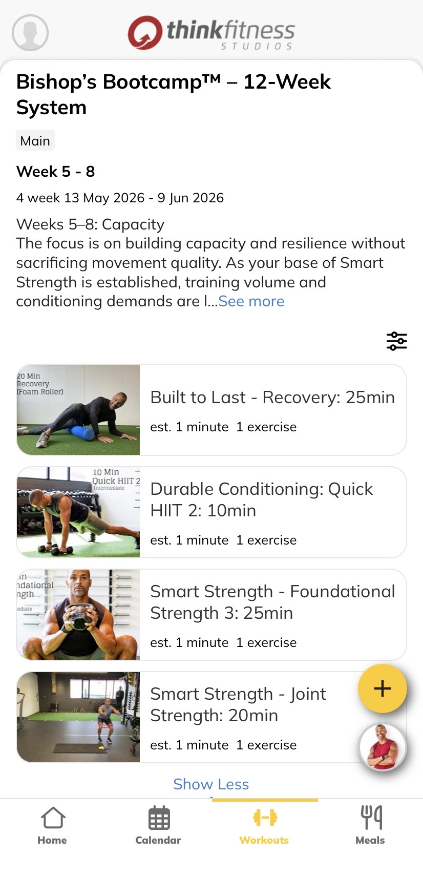 App — program workout list