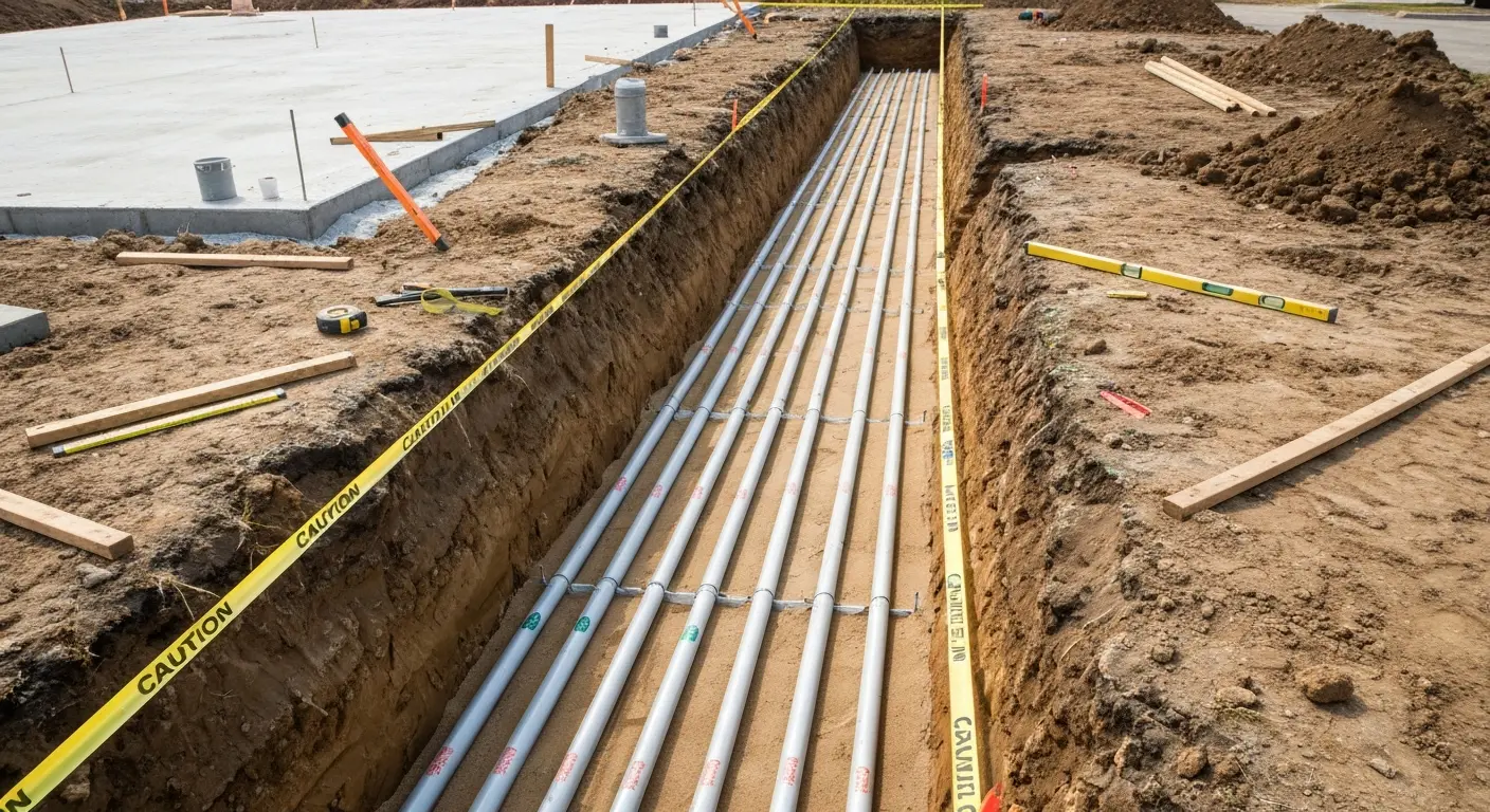 Electrical conduit trenching and utility protection