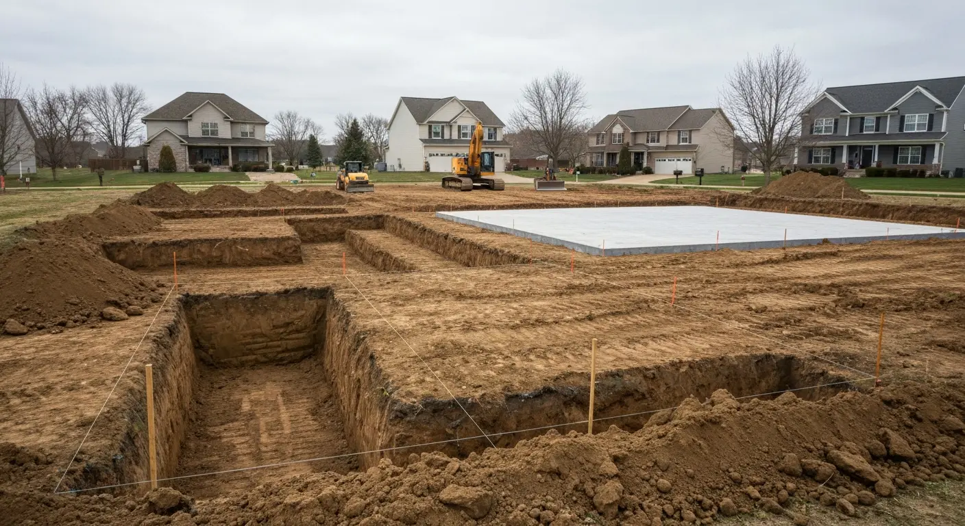 Site excavation and foundation preparation