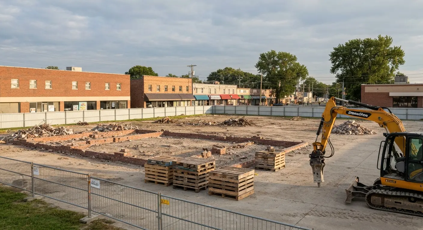 Demolition work on commercial site