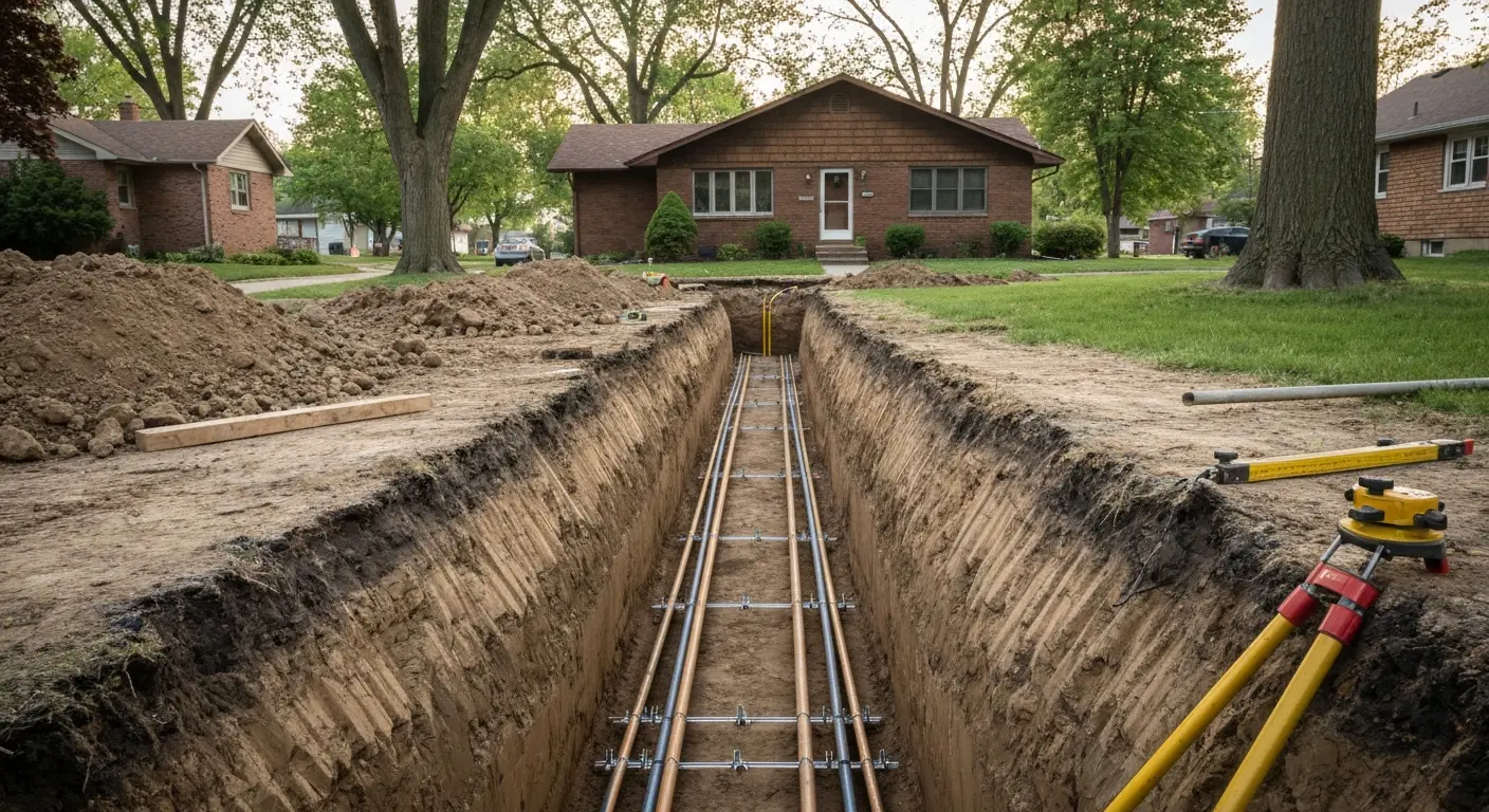 Trenching for utilities in Hazel Park