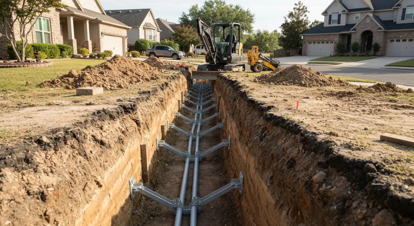 Trenching work for utilities