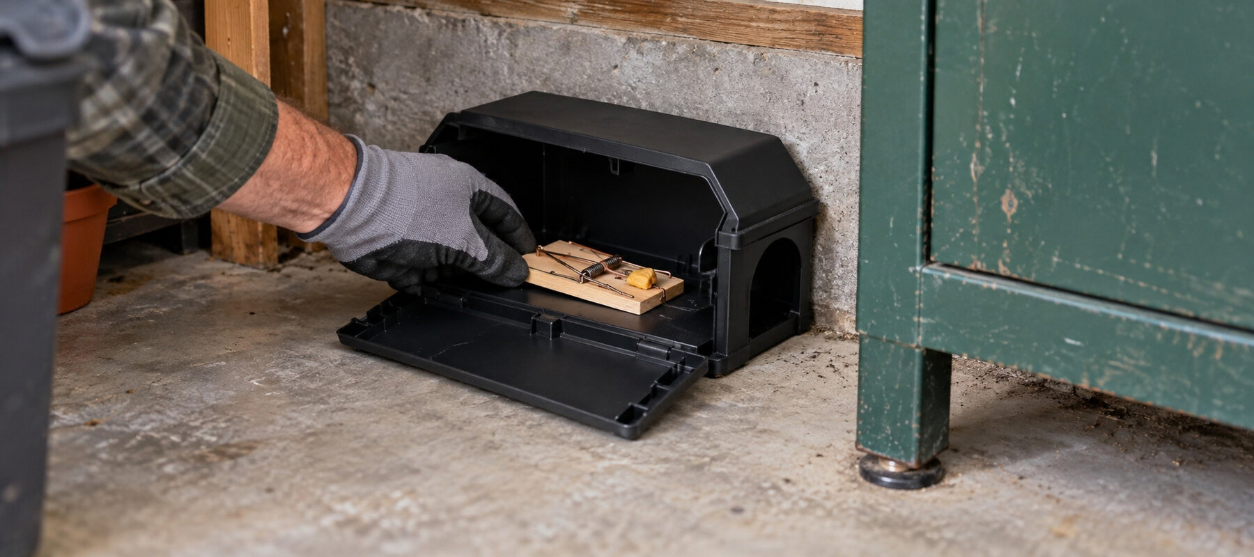 Protected Snap Trap Station for fall pest prevention