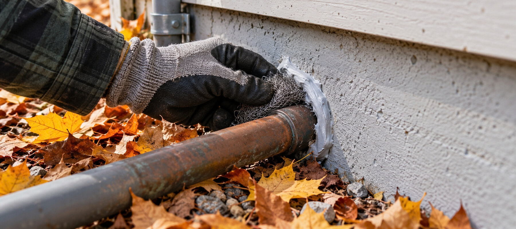 Seal Pipe Gaps for fall pest prevention
