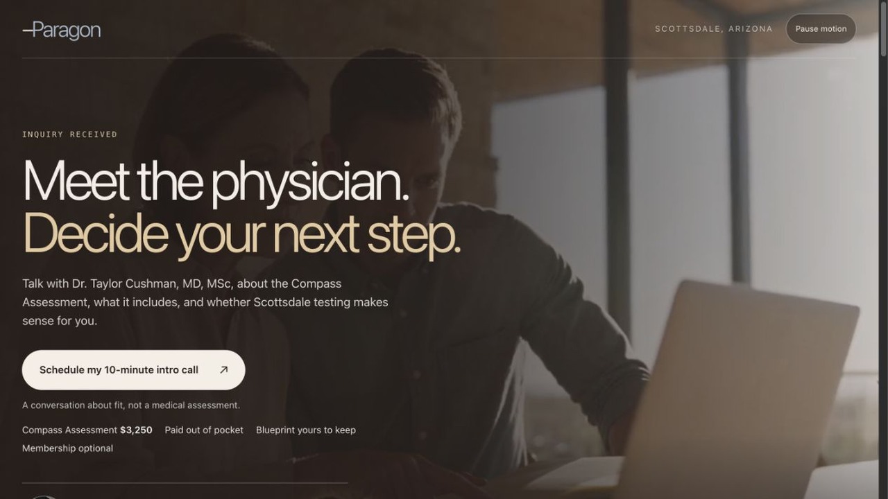 Paragon Total Wellness's live physician-led assessment funnel
