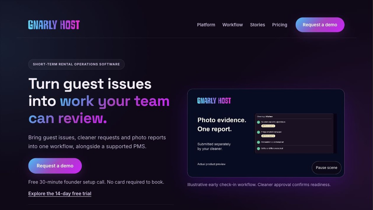 Gnarly Host's live property-management software funnel