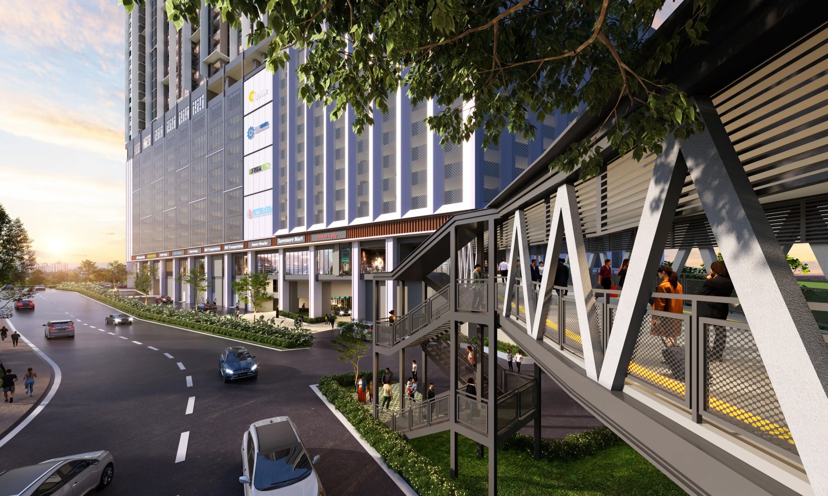 Covered link bridge to CIQ and RTS near Causewayz Square