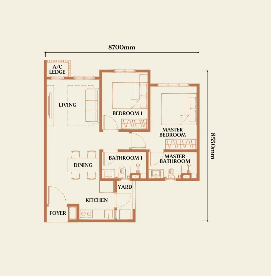 Type D1 Causewayz Square floor plan
